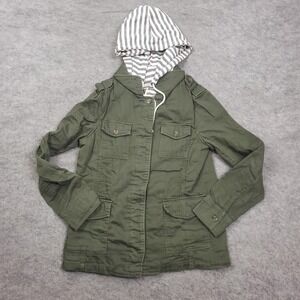Forever 21 Jacket Women Extra Small Green Parka Long Sleeve Hooded Casual Ladies